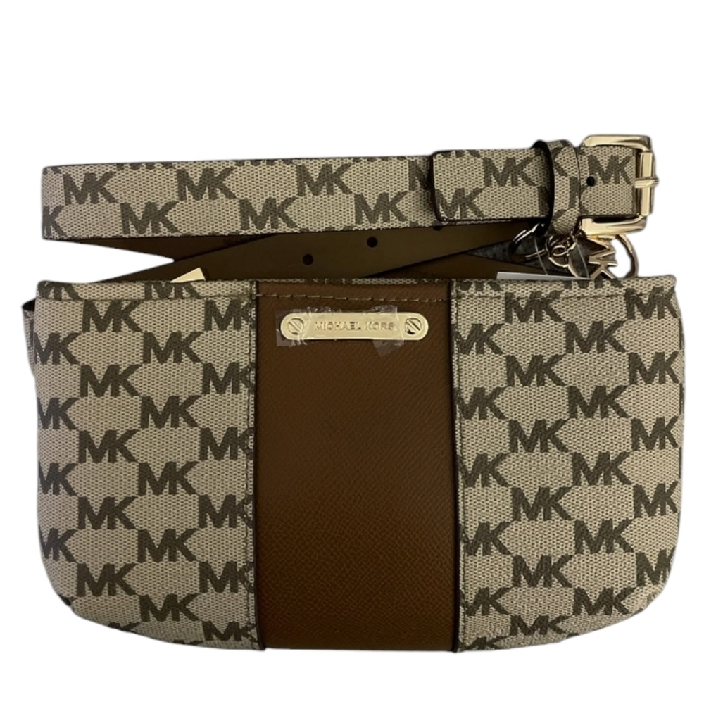 Michael Kors | MK Logo Brown Tan Belt Bag Fanny Pack Purse Size S/M